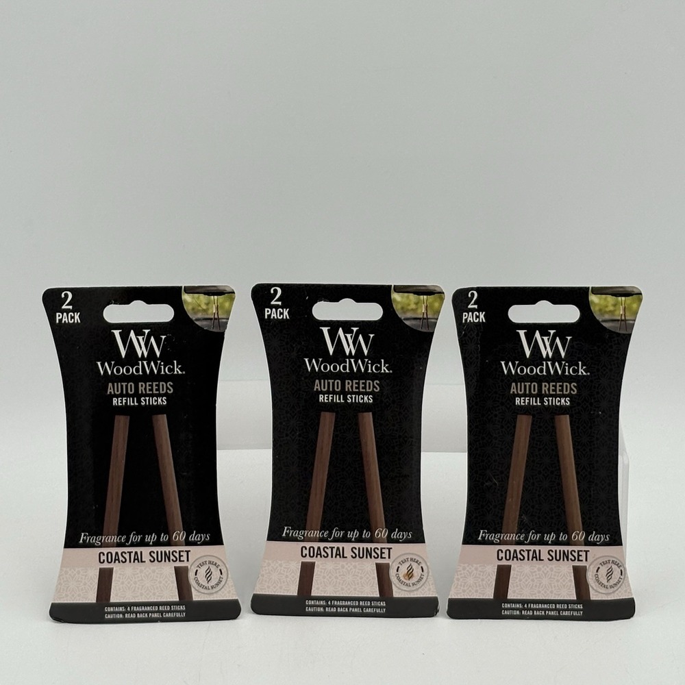3x WoodWick Auto‎ Reeds Coastal Sunset Car Air Freshener Refills 2-Pack Each